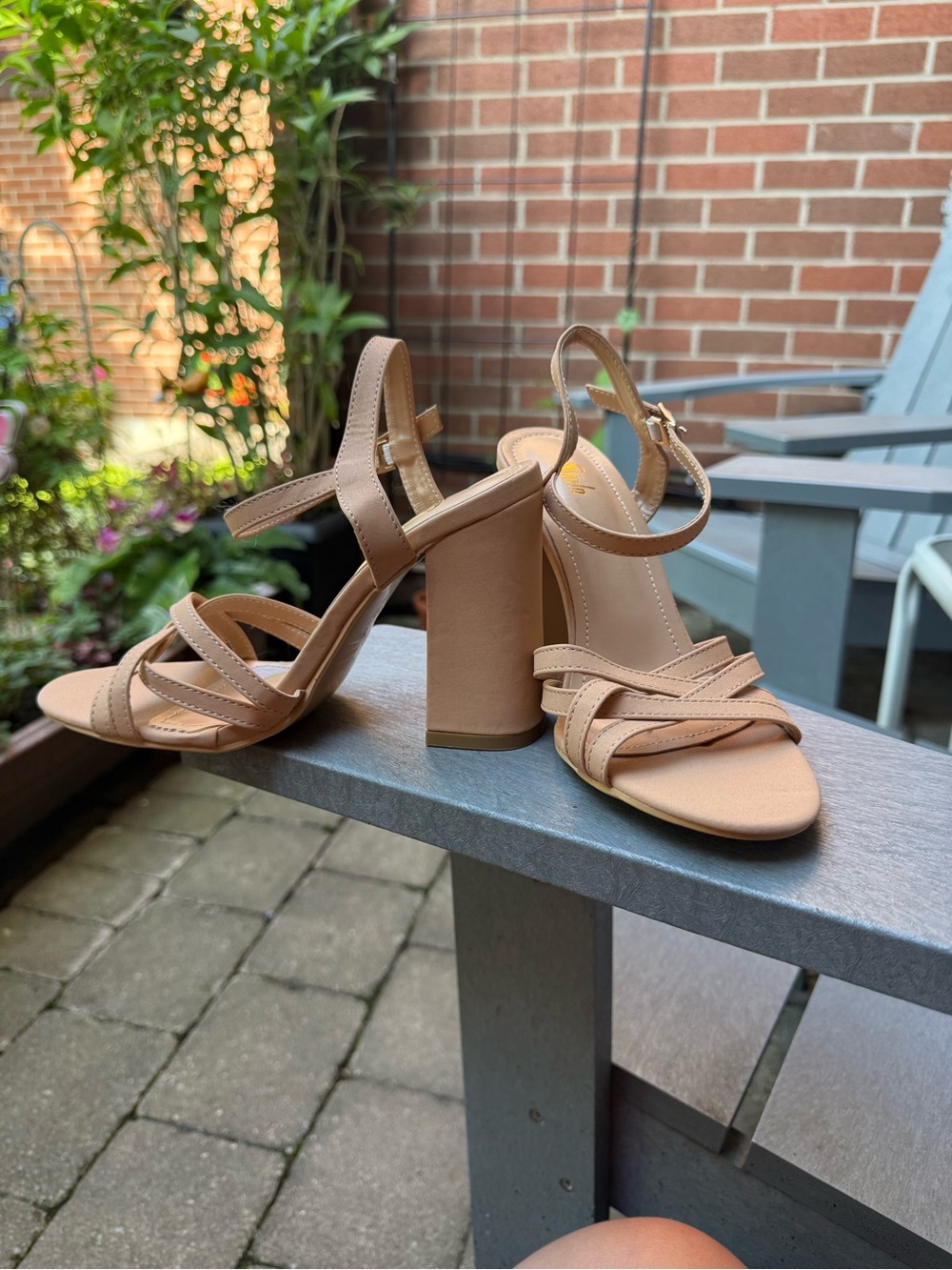 SHEIN Taupe Strappy Block Heel Sandals